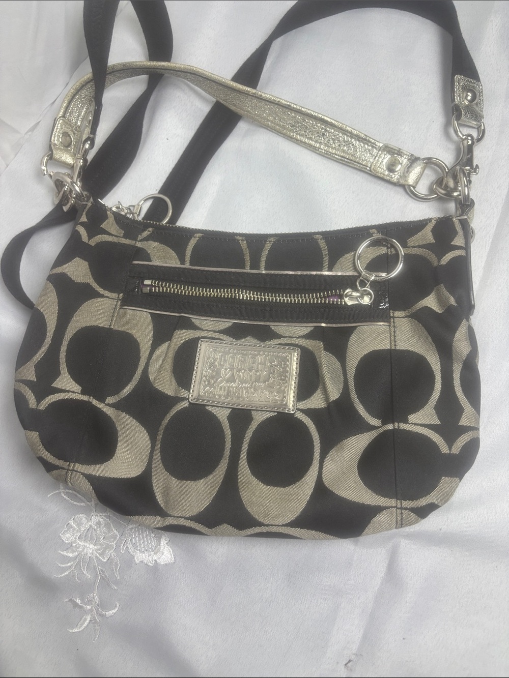 Coach Black and Gold Signature Shoulder Bag